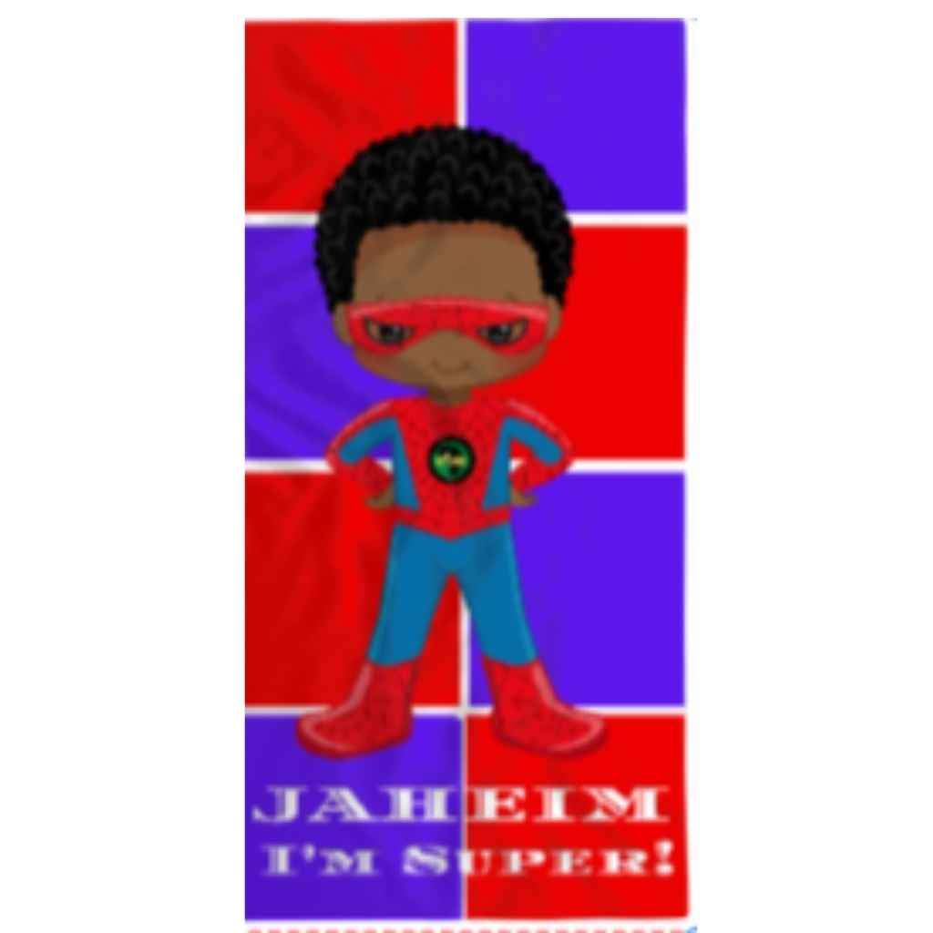 Personalised Kids Towels | Boys | Black Superhero - Spidey