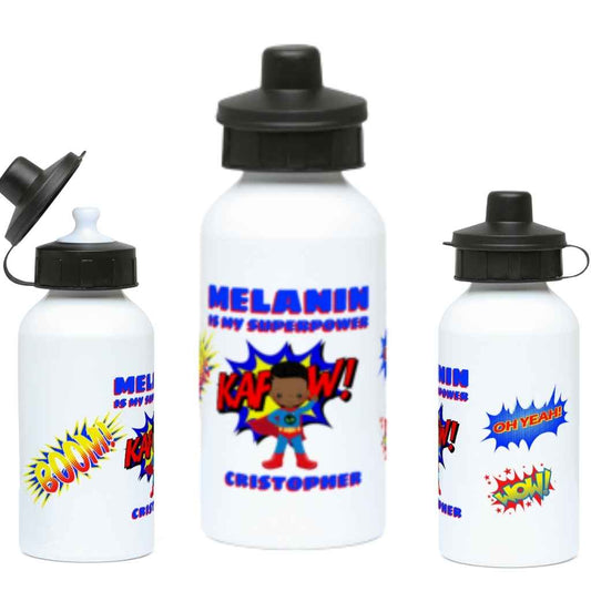 Personalised Sports Water Bottle | Kids | Melanin is my SuperPower