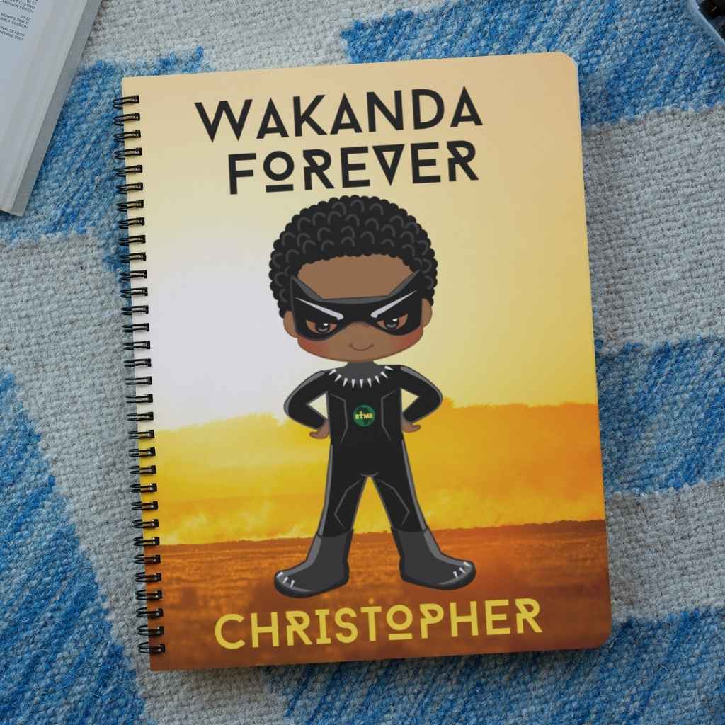 Personalised  A5 Notebook | Black Superhero | Wakanda Forever