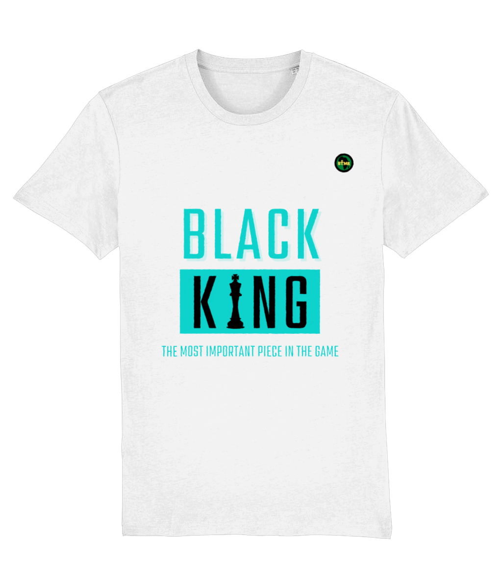 Organic Cotton T Shirt | Mens | Black King Chess Block