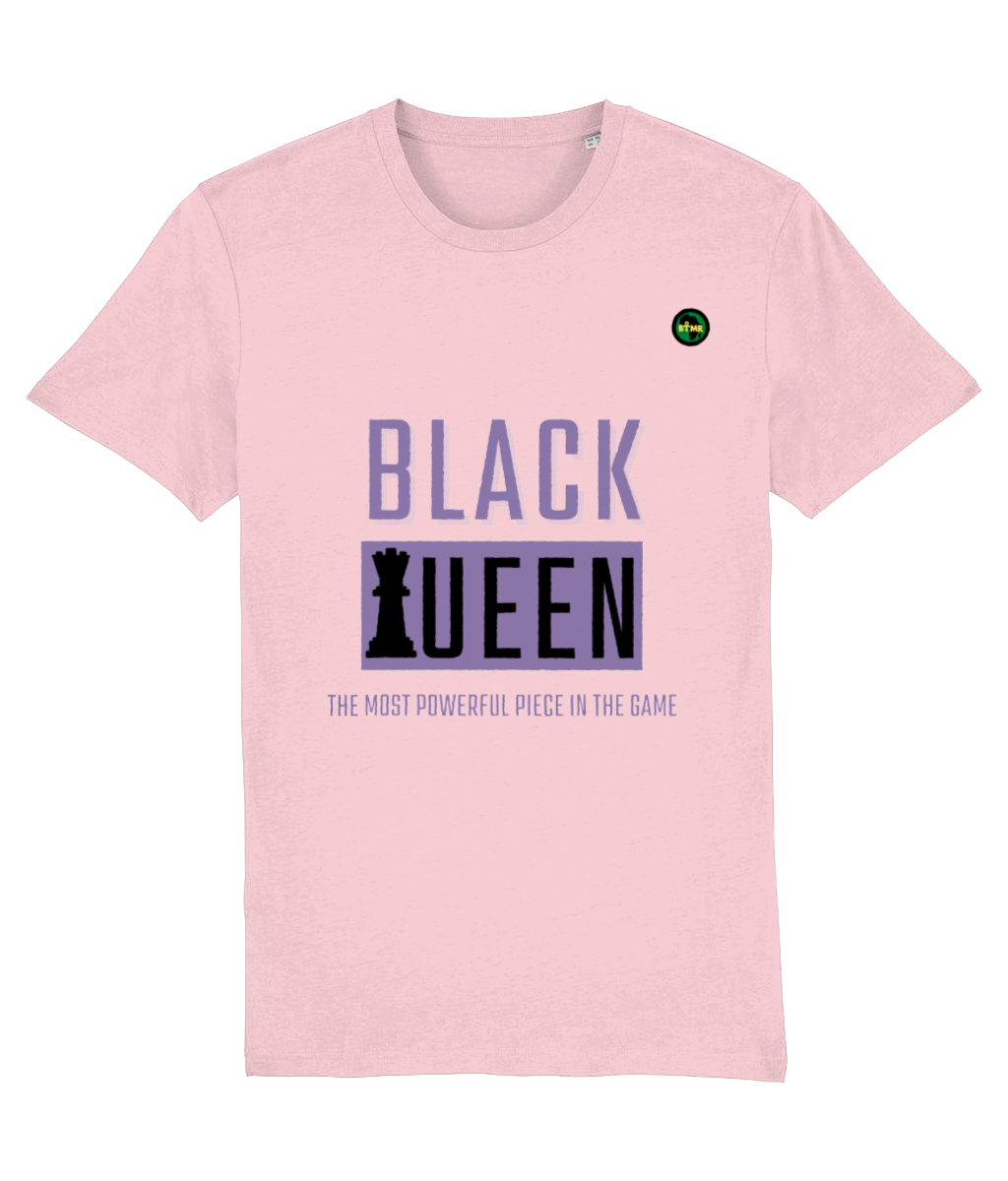 Organic Cotton T Shirt | Womens | Black Queen Chess Block