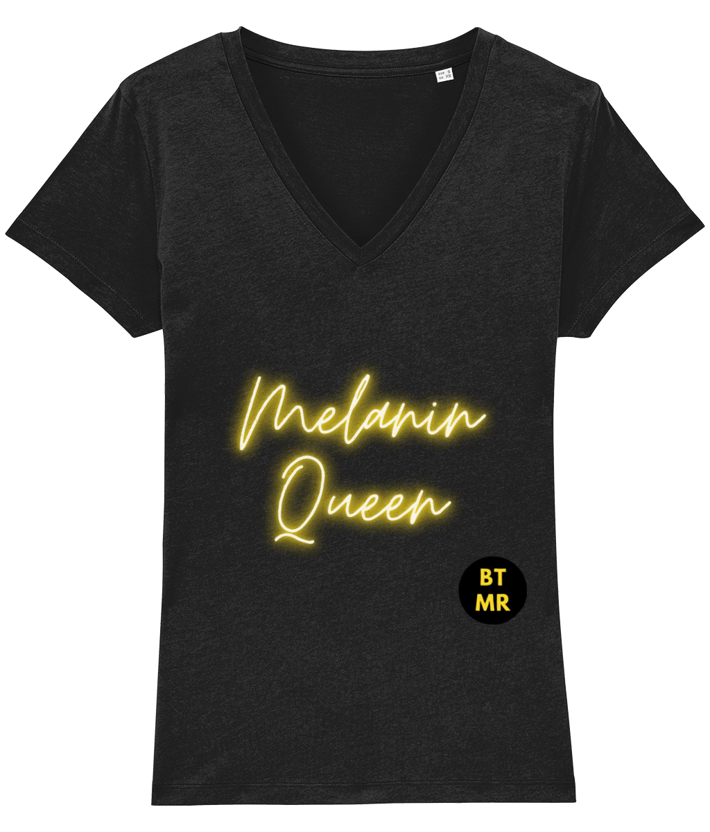 BTMR Melanin Queen 100% organic cotton T Shirt - V Neck