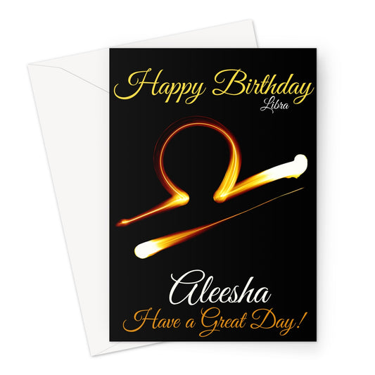 Libra Birthday Card - Liquid Gold