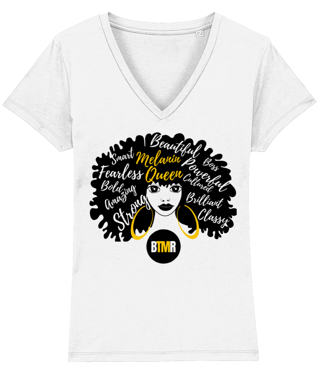 V Neck Fitted T Shirt | Women | Melanin Queen Afro