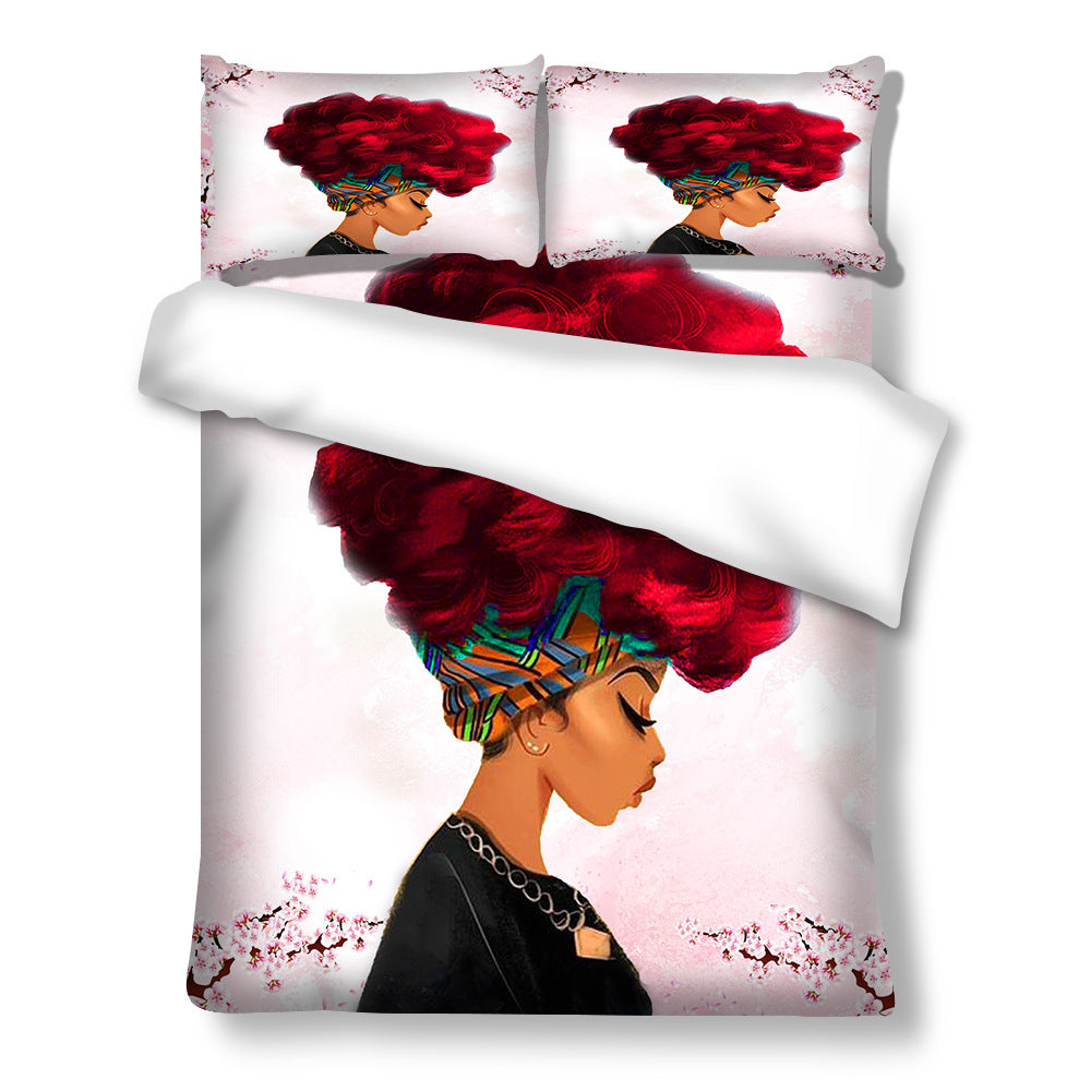 BTMR Home - Duvet Set - Afro Lady Red Headwrap