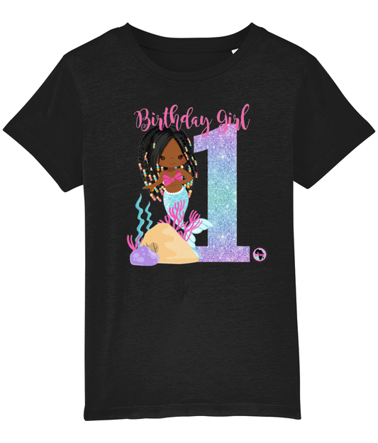 Birthday T Shirts | Black Mermaid | 1 - 9 years
