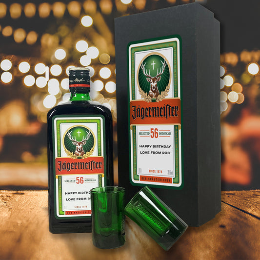 Personalised Jagermeister and Shot Glass Gift Set - 70cl