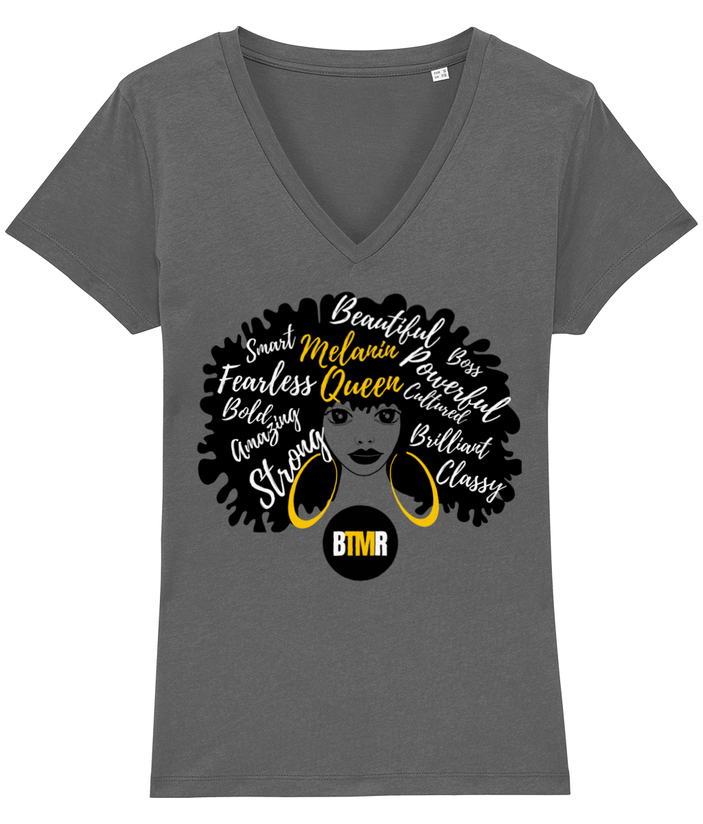 V Neck Fitted T Shirt | Women | Melanin Queen Afro