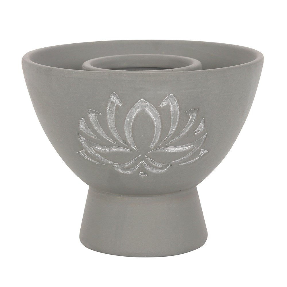 Grey Terracotta Lotus Flower Ceramic Smudge Bowls