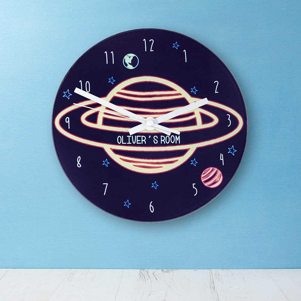 Personalised Glass Clock | Kids | Planet