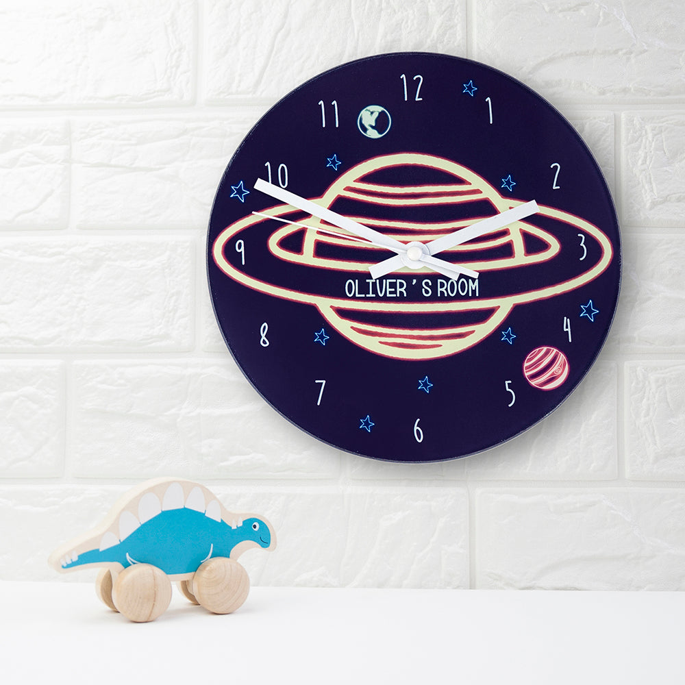 Personalised Glass Clock | Kids | Planet