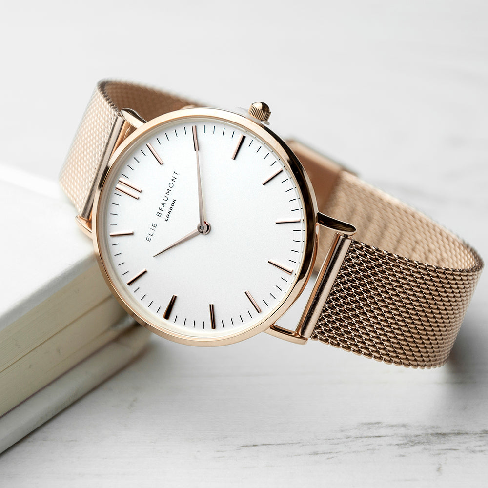 Personalised Rose Gold Watch | Mesh Strap