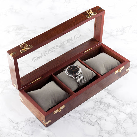 Personalised Wooden 3 Watch Storage Box