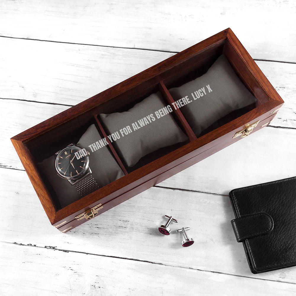 Personalised Wooden 3 Watch Storage Box