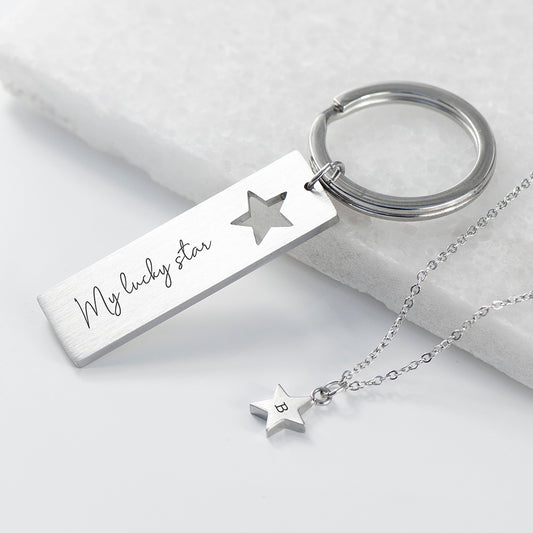 Personalised Star Necklace & Keyring Set