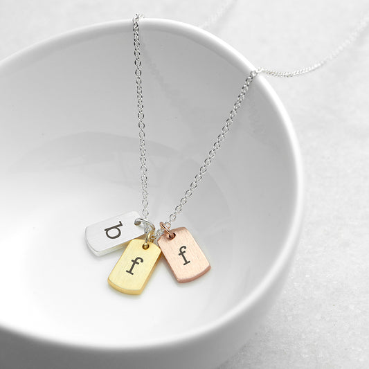 Personalised Mixed Metal Mini Tags Necklace.